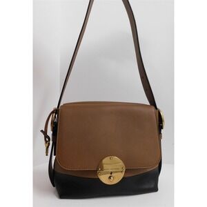 Marc Jacobs Brown Black Leather Double Flap‎ Key Lock Shoulder Bag Italy